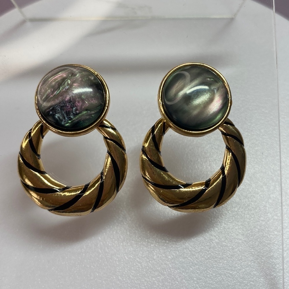 18k Gold Plated Dangle Hoop